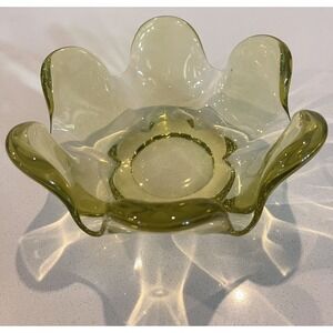 Rare Vtg Duncan Miller Canterbury 1930s Chartreuse Green 6 Petal Dish Bowl